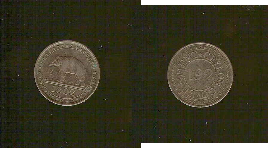 Ceylon 1/192 rixdollar 1802 gVF